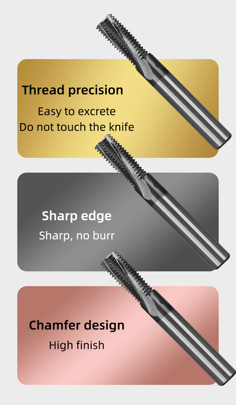Thread Milling Cutter 3 Flute Metric Thread End Mill M1.6 M2 M2.5 M3 M4 M5 M6 M8 M10 M12 CNC Threading Tool Carbide Thread Mill