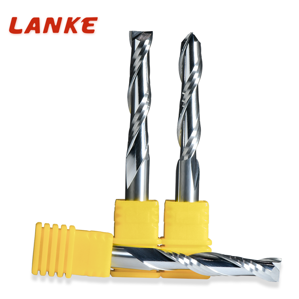 Tungsten steel Double Flute Up Cut endmill Solid Carbide Standard Spiral CNC Router Bit, 2 Flute Milling Cutter for CNC Router machine
