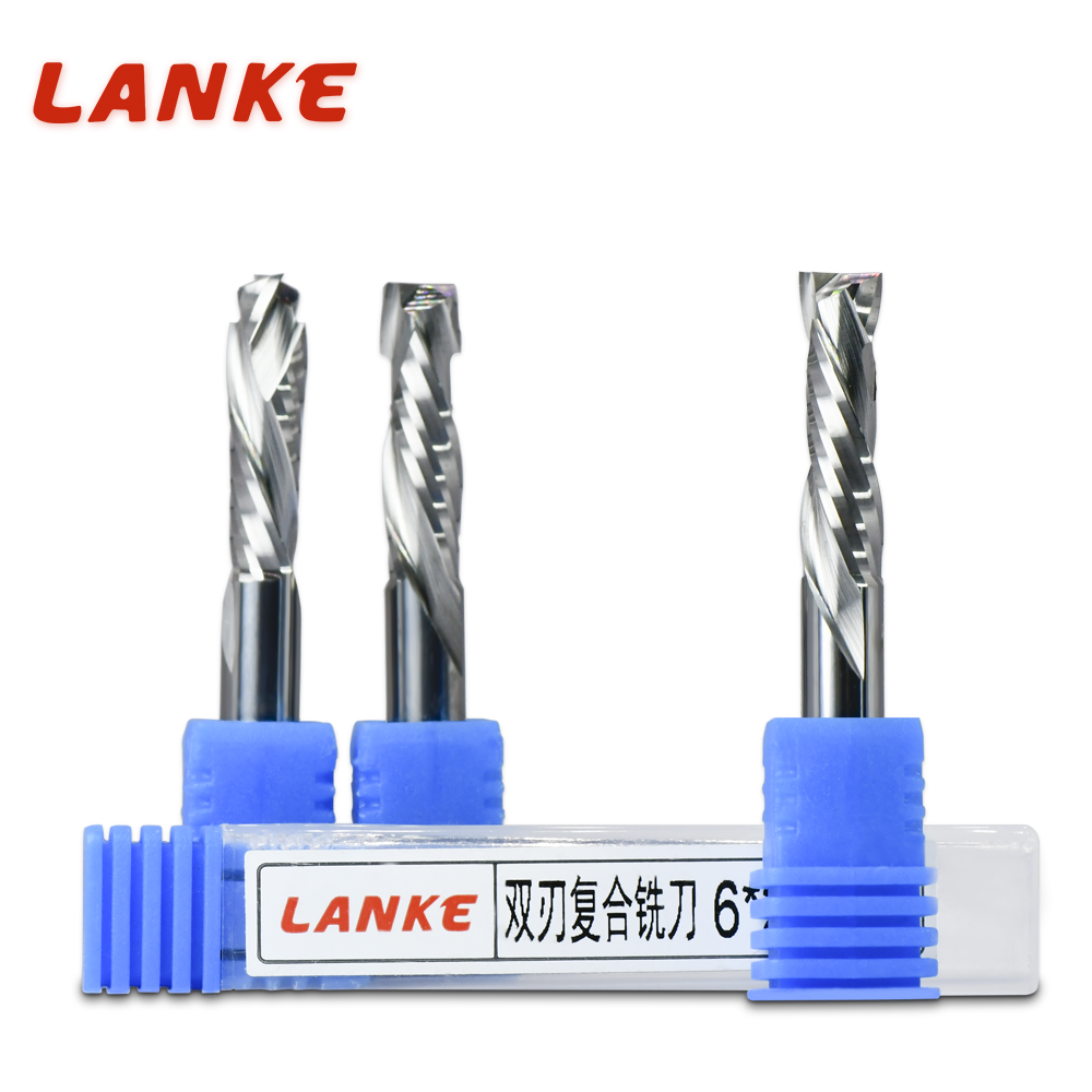 2 Flute up&down Cut Spiral Carbide Milling Cutters Compression Router Bits for CNC Router machine double flute sprial Composite EndMill
