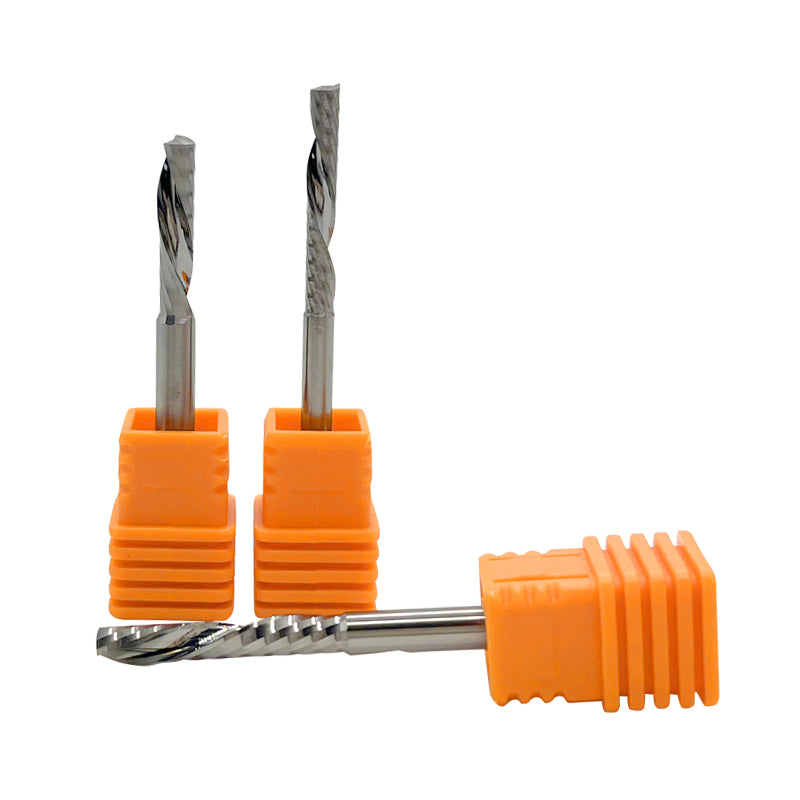 Down-cut single edge Spiral milling cutter down cut one Flute endmill CNC tools carbide Left-hand milling cutter For PVC