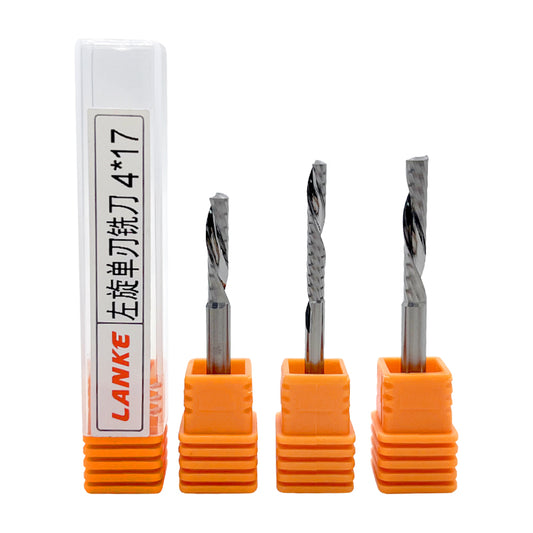 Down-cut single edge Spiral milling cutter down cut one Flute endmill CNC tools carbide Left-hand milling cutter For PVC